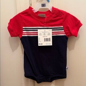 *NWT* Faded Glory Red and Navy Striped Bodysuit
